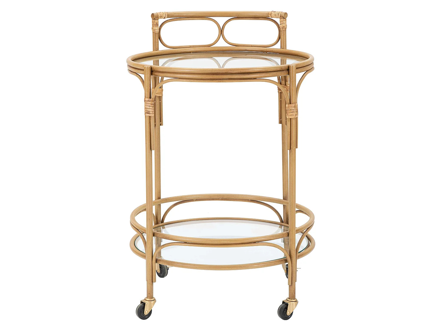 Carrello Dalosa, 2 Ripiani, 51x51x74h cm Marrone, Ruote, Finiture in Rattan