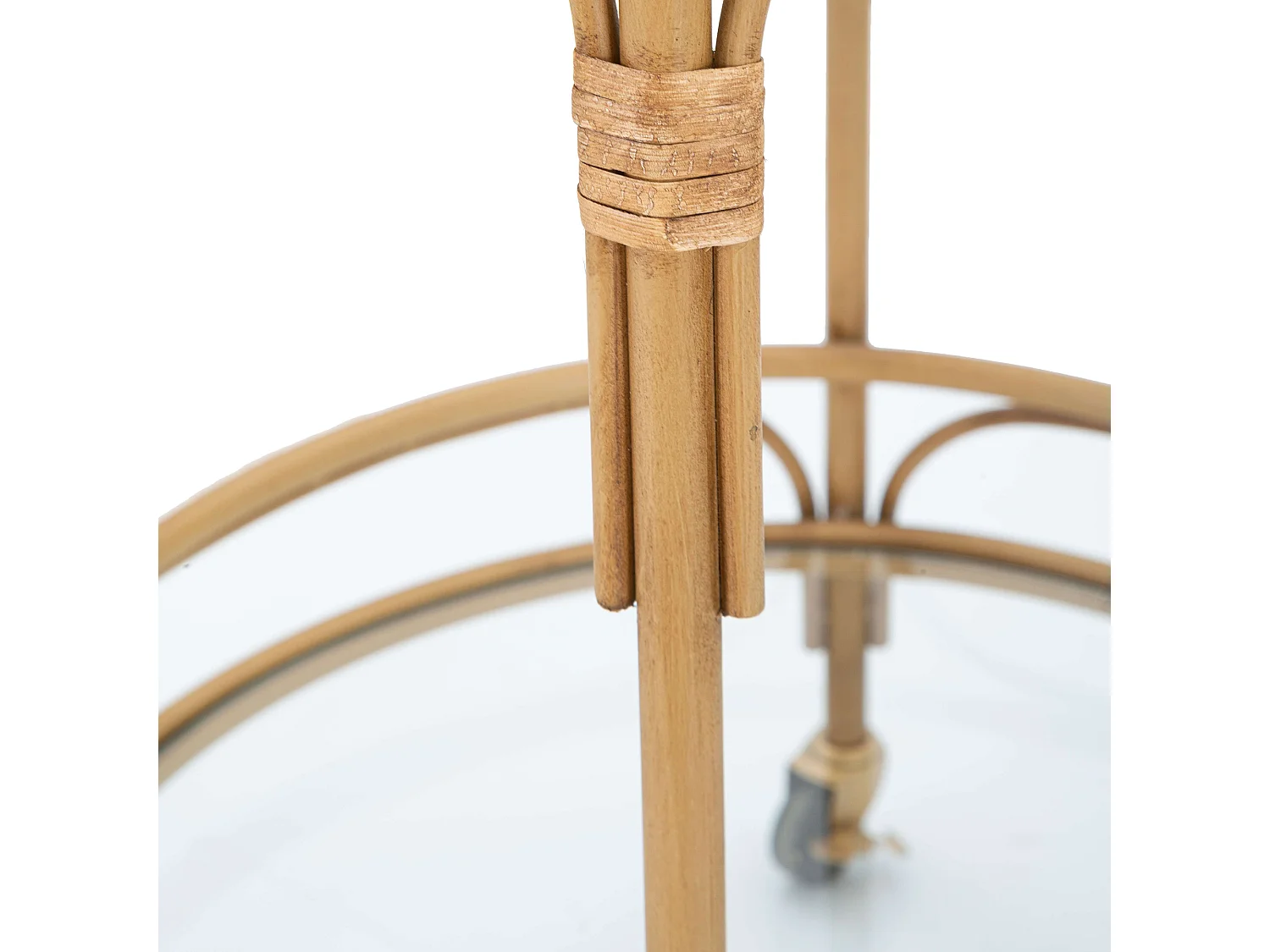 Carrello Dalosa, 2 Ripiani, 51x51x74h cm Marrone, Ruote, Finiture in Rattan