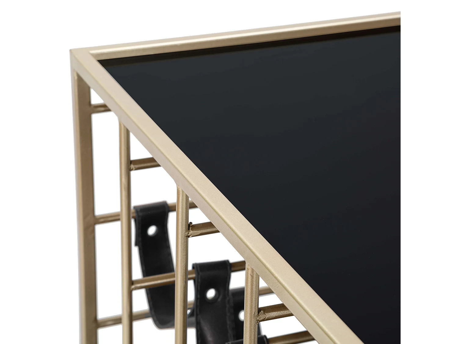 Rollwagen Druski, 3 Ebenen, 79x40x82h cm Schwarz, Räder, mit Flaschenhalter