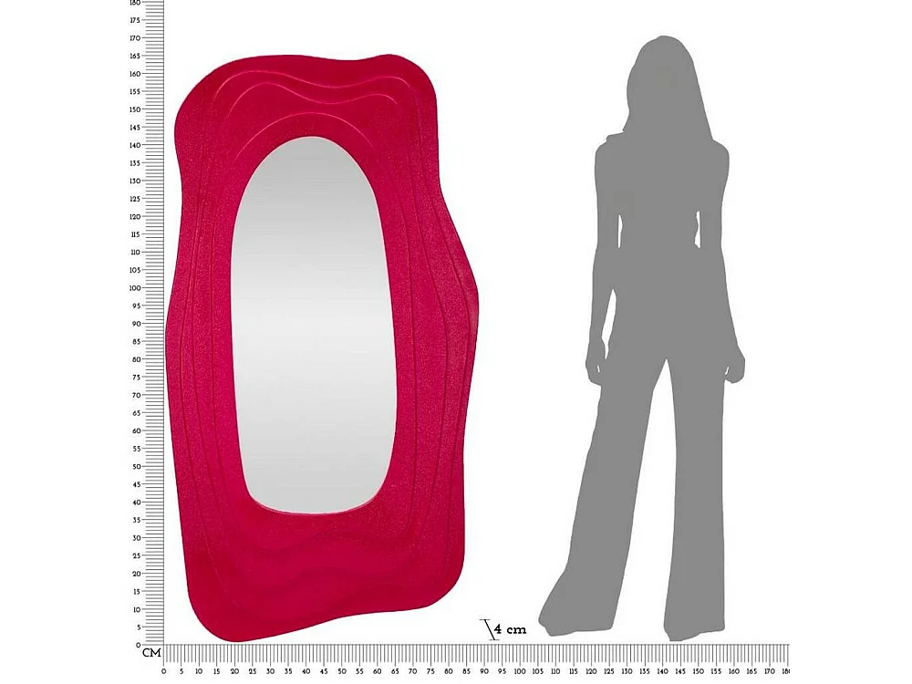 Miroir Pregola, structure en bois noble, 4x165h cm rose fuchsia