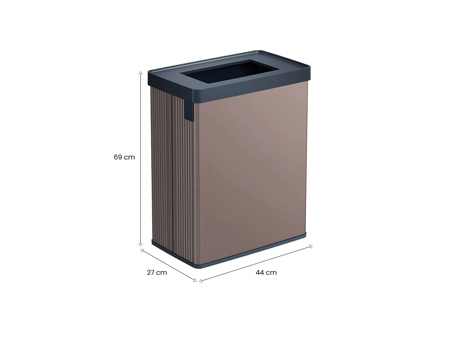 Poubelle Longueuil, Capacité 54 L, 27x44x69h cm Marron