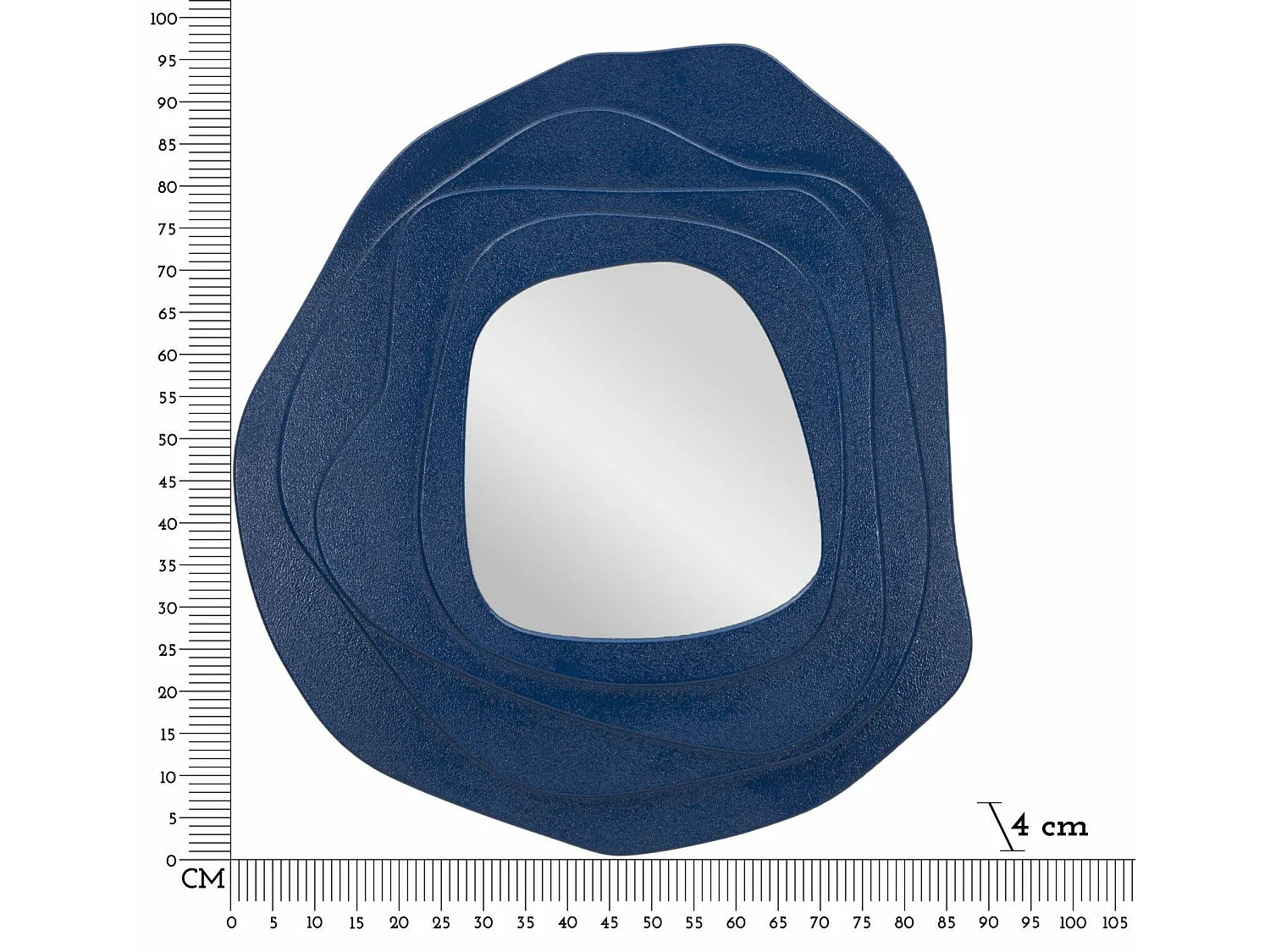 Brennero spiegel, structuurmateriaal van glas, 90x97h cm blauw,