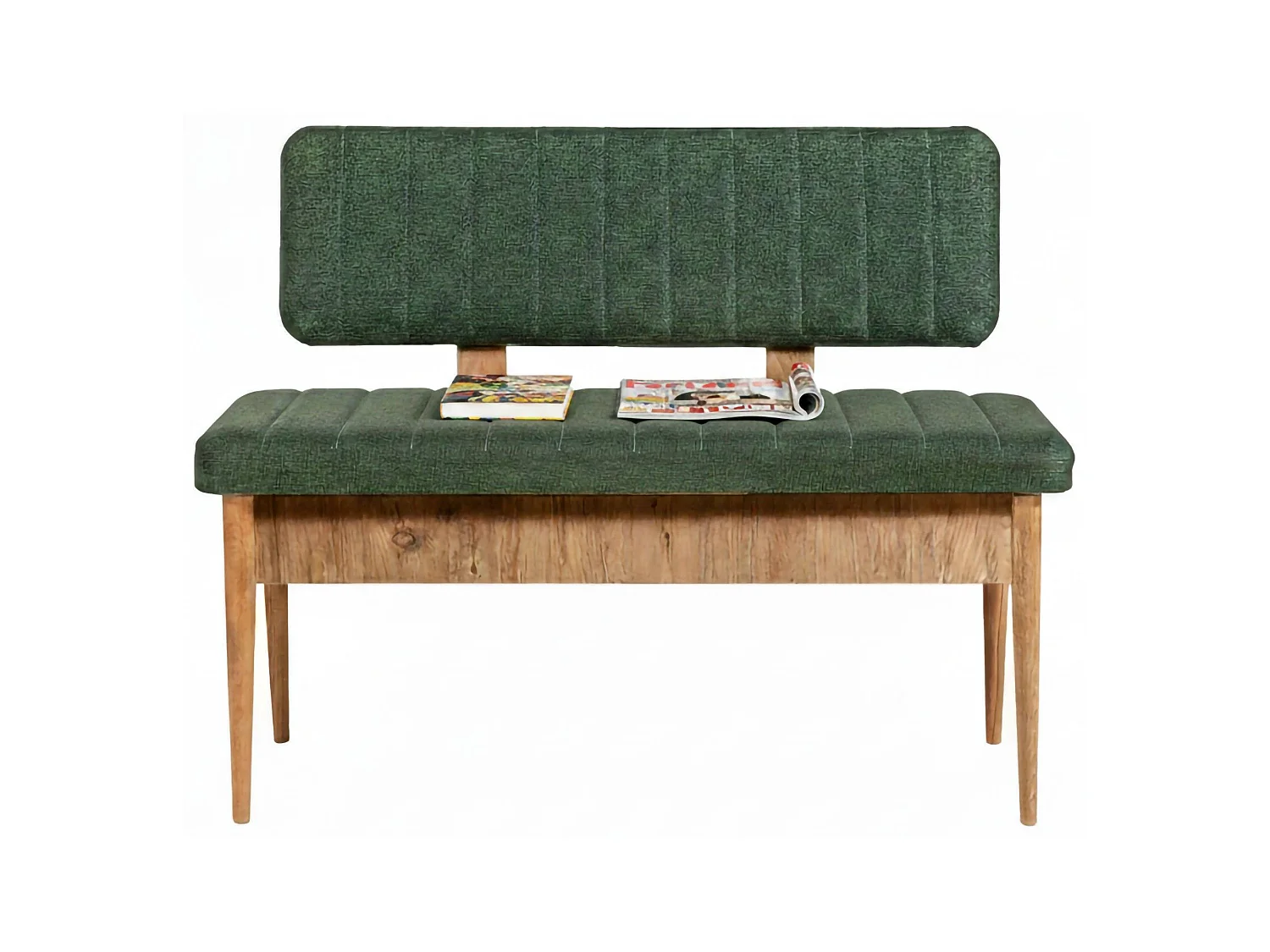 Panca Salento, Peso Supportato 150 kg, 110x40x85h cm Marrone Quercia, Colore Struttura Verde, Altezza Seduta 48 cm