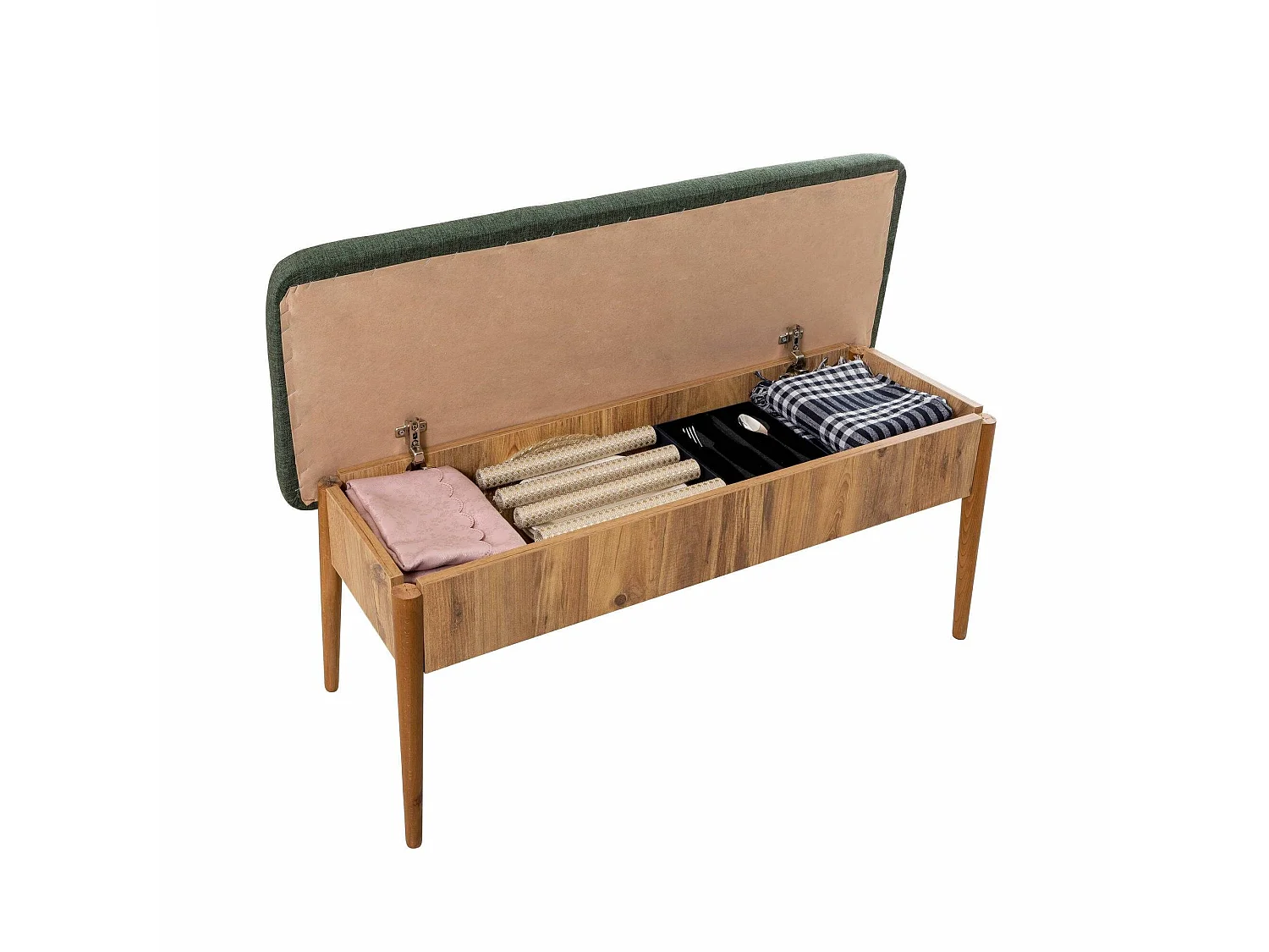 Panca Salento, Peso Supportato 150 kg, 110x40x85h cm Marrone Quercia, Colore Struttura Verde, Altezza Seduta 48 cm