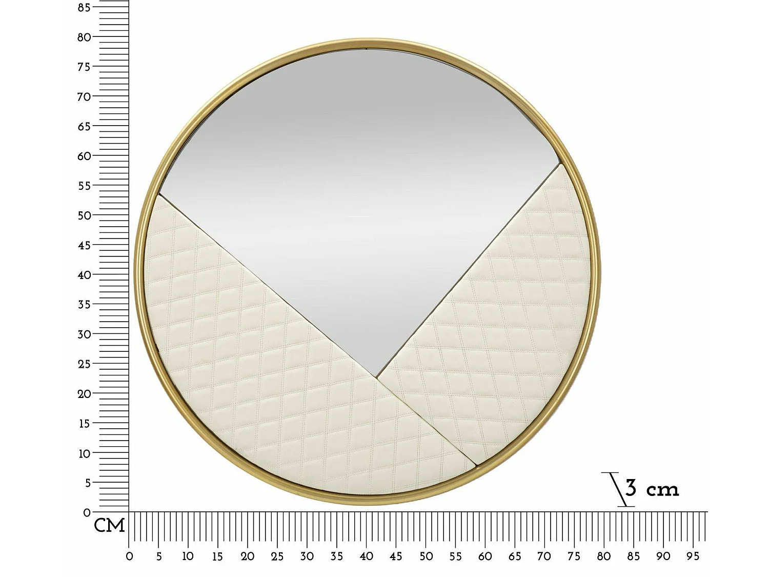 Bozzole-spiegel, kleur frame goud, 80x80h cm wit, framemateriaal metaal