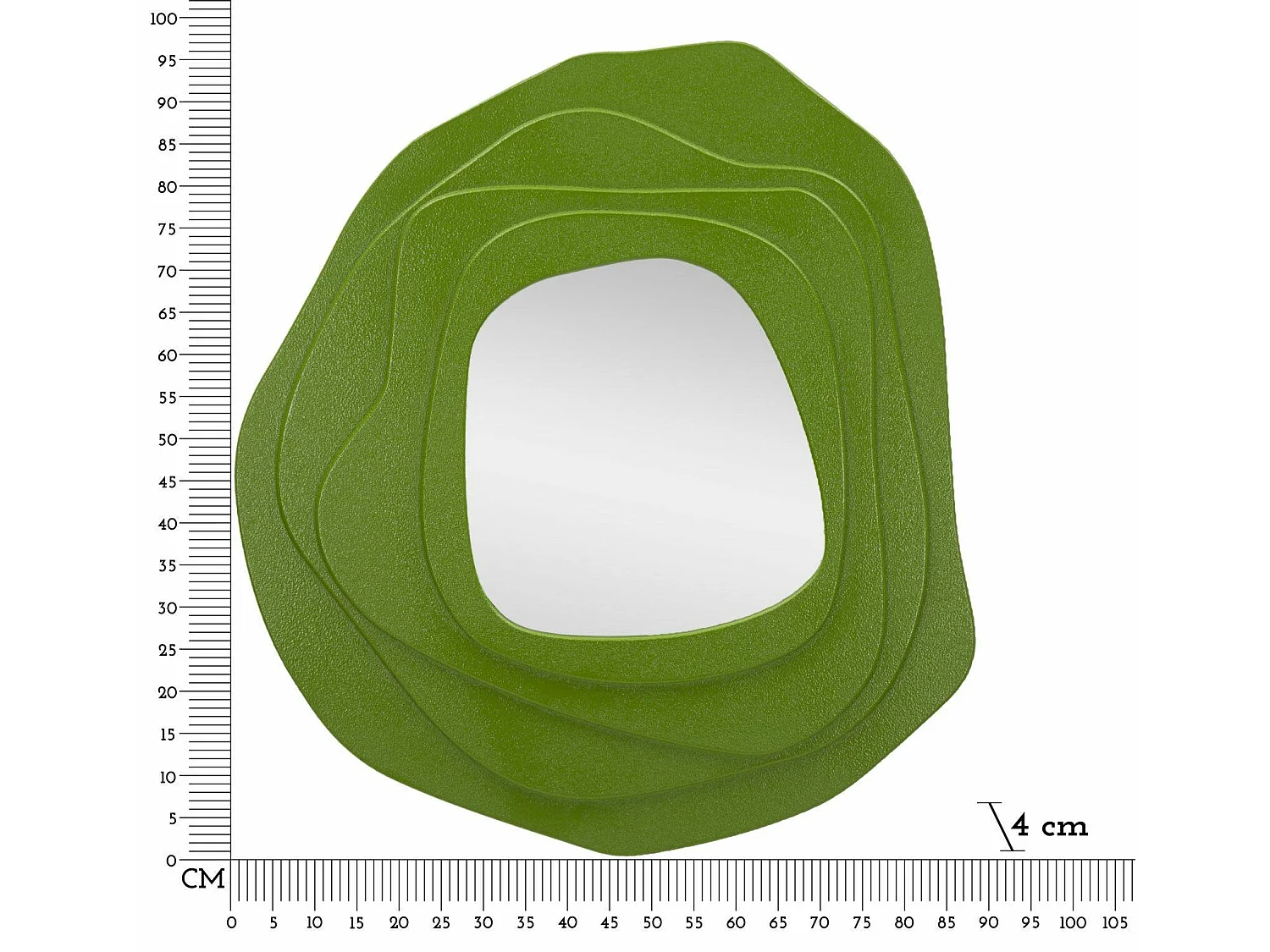 Brennero spiegel, glazen structuur, 90x97h cm groen,