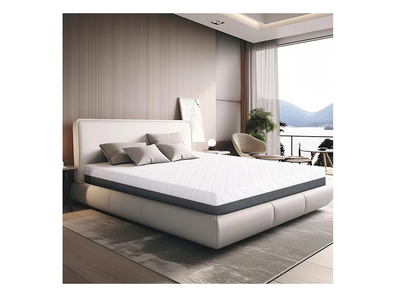 Matelas TANHK à mémoire 130x190, 20cm, Mi-ferme, Orthopédique, Hypoallergénique, Housse amovible, Fabriqué en Italie