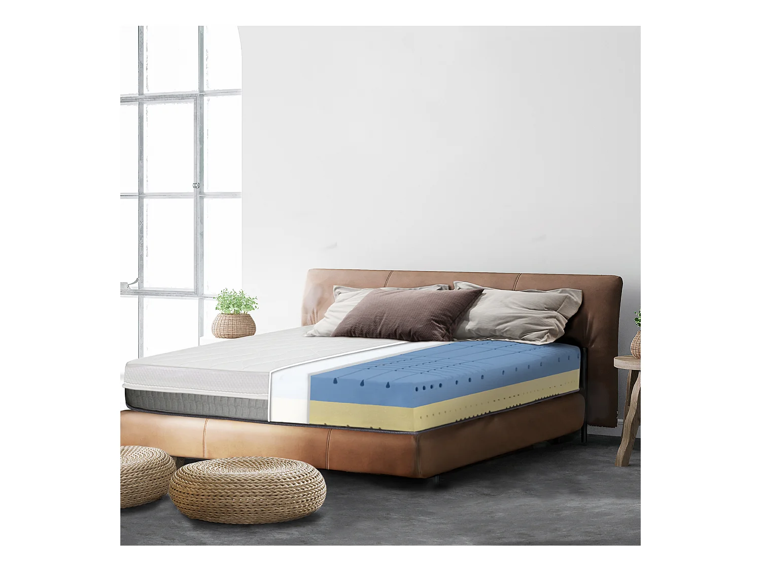 Queen Size-Matratze aus Memory Schaum | Orthopädische 160x200 cm