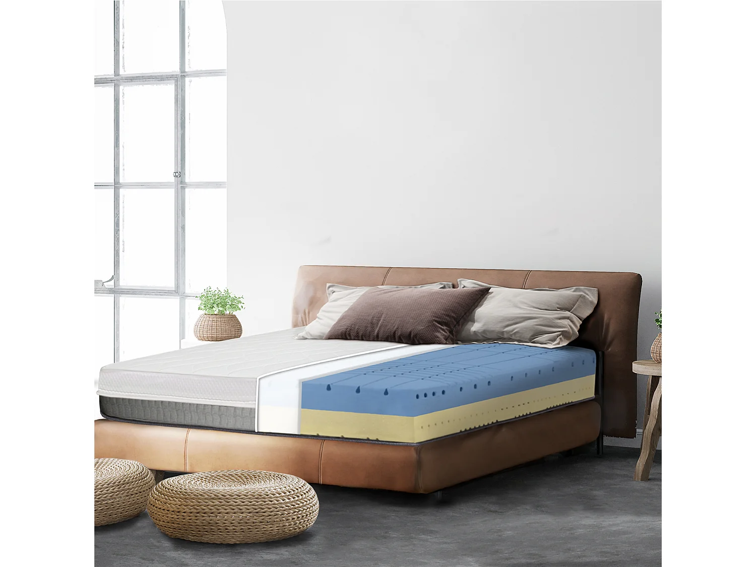 Queen Size-Matratze aus Memory Schaum | Orthopädische 160x200 cm