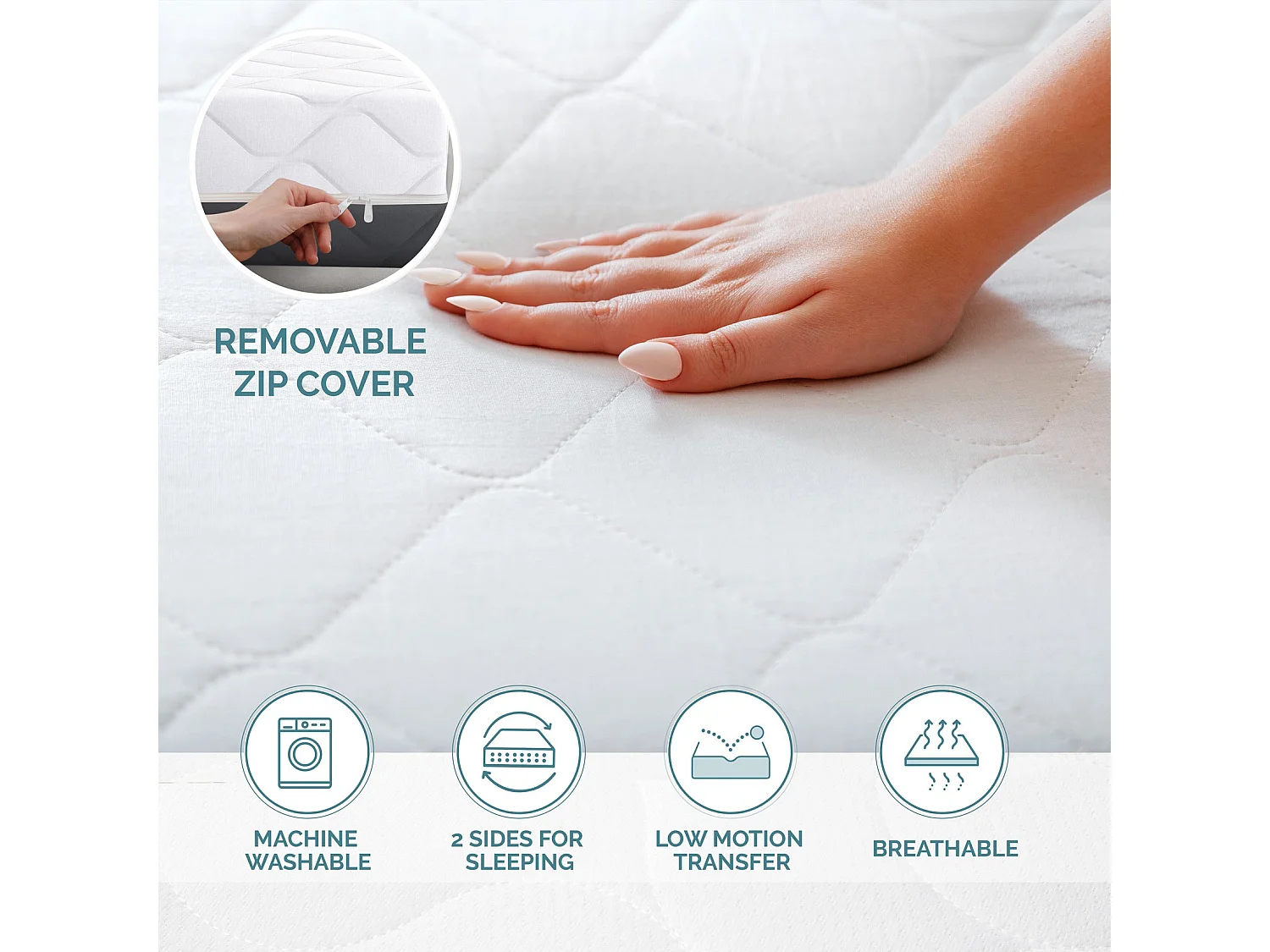 TANHK Matelas à mémoire haute densité 90x200, 20cm, Ferme, Hypoallergénique, Housse amovible,  Fabriquée en Italie