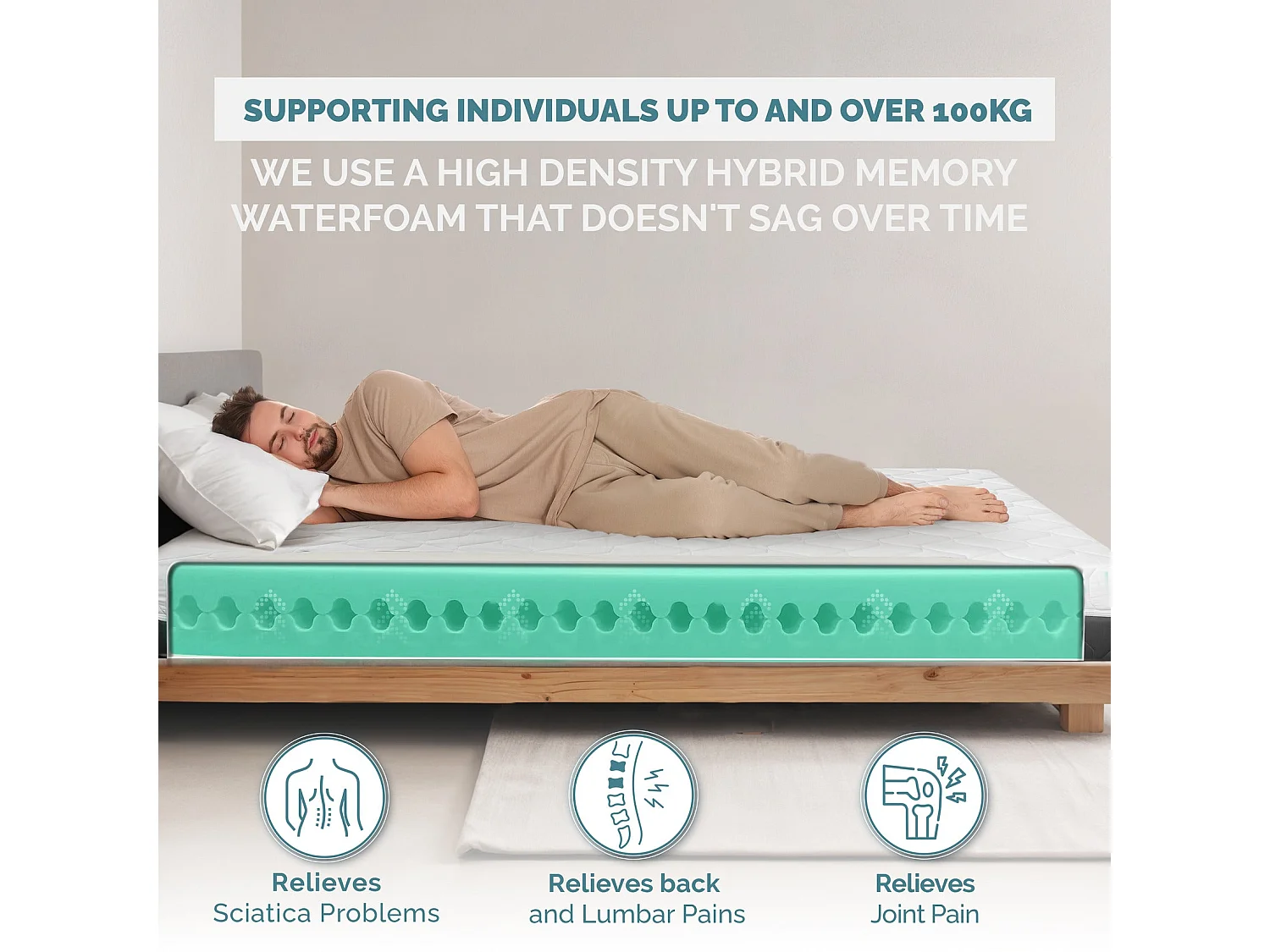 TANHK Matelas à mémoire haute densité 90x200, 20cm, Ferme, Hypoallergénique, Housse amovible,  Fabriquée en Italie