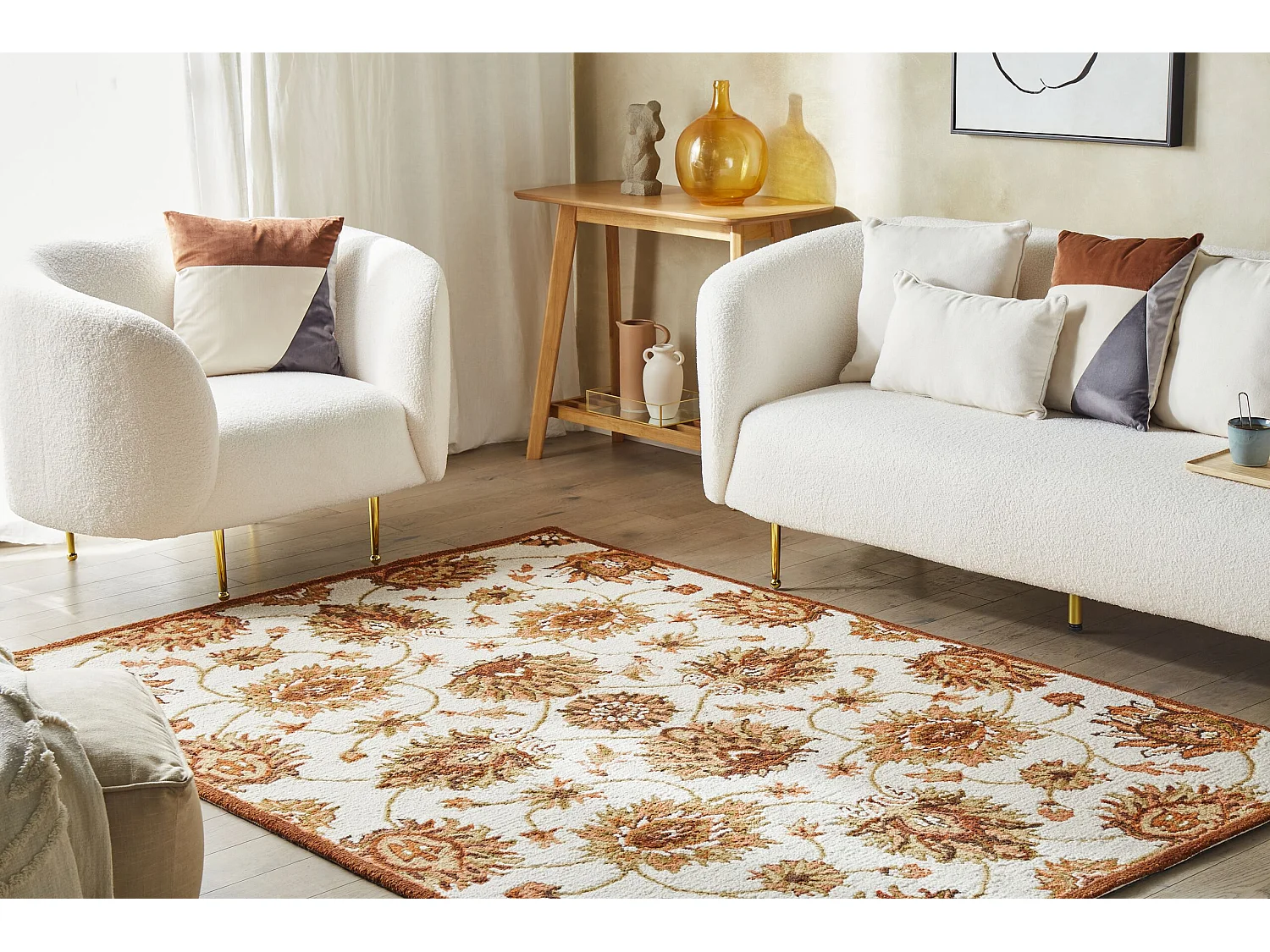 Vloerkleed vintage beige/bruin 140 x 200 cm EZINE