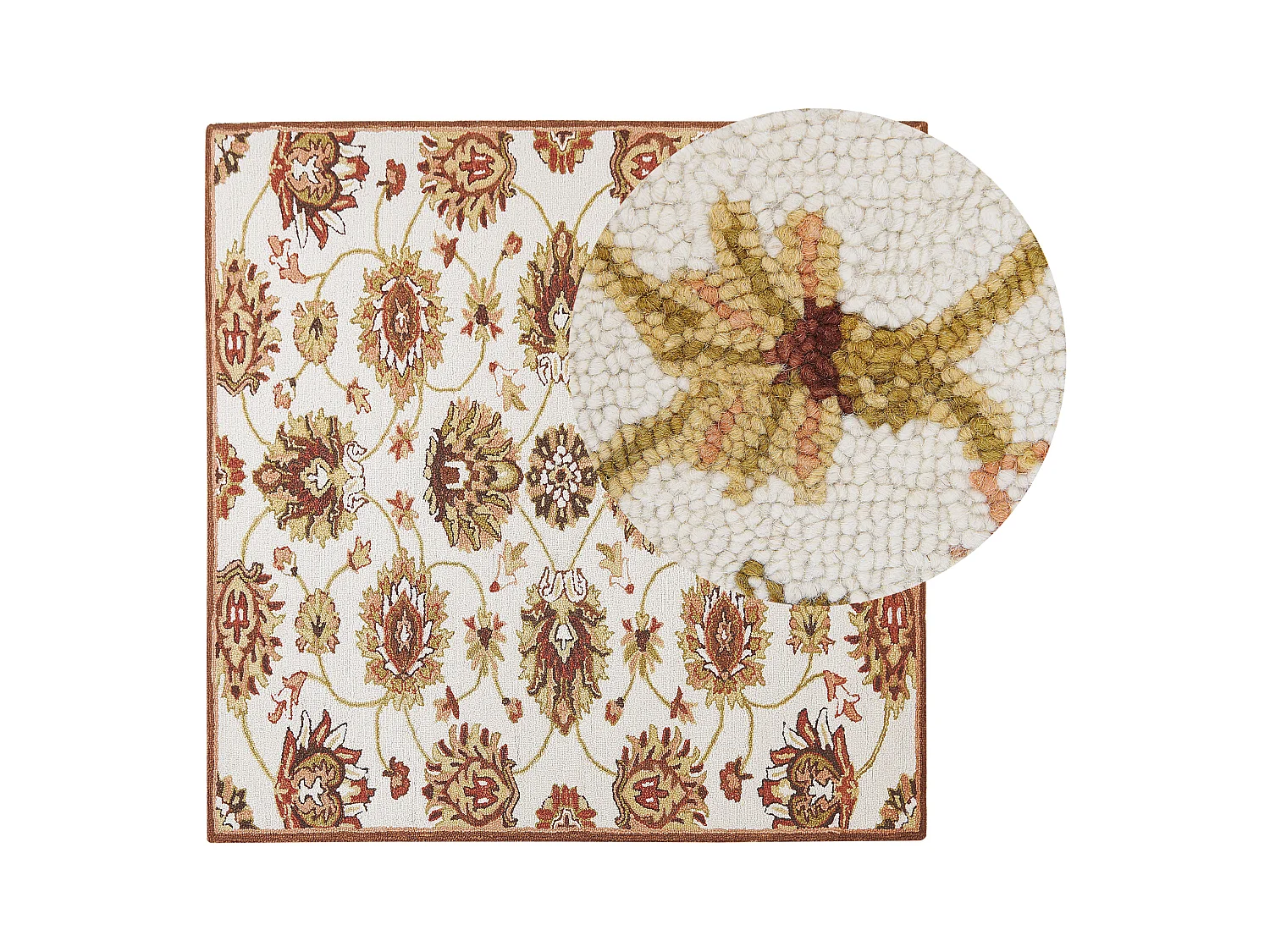 Tapis EZINE Beige 200 x 200 cm Laine