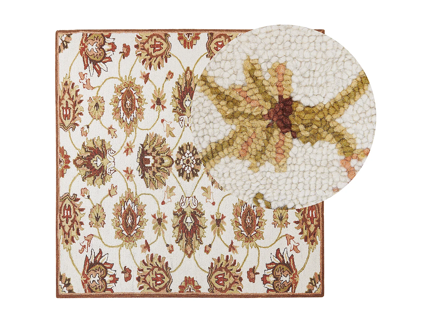 Moderner Wollteppich mit orientalischem Muster 200 x 200 cm beige/braun Ezine