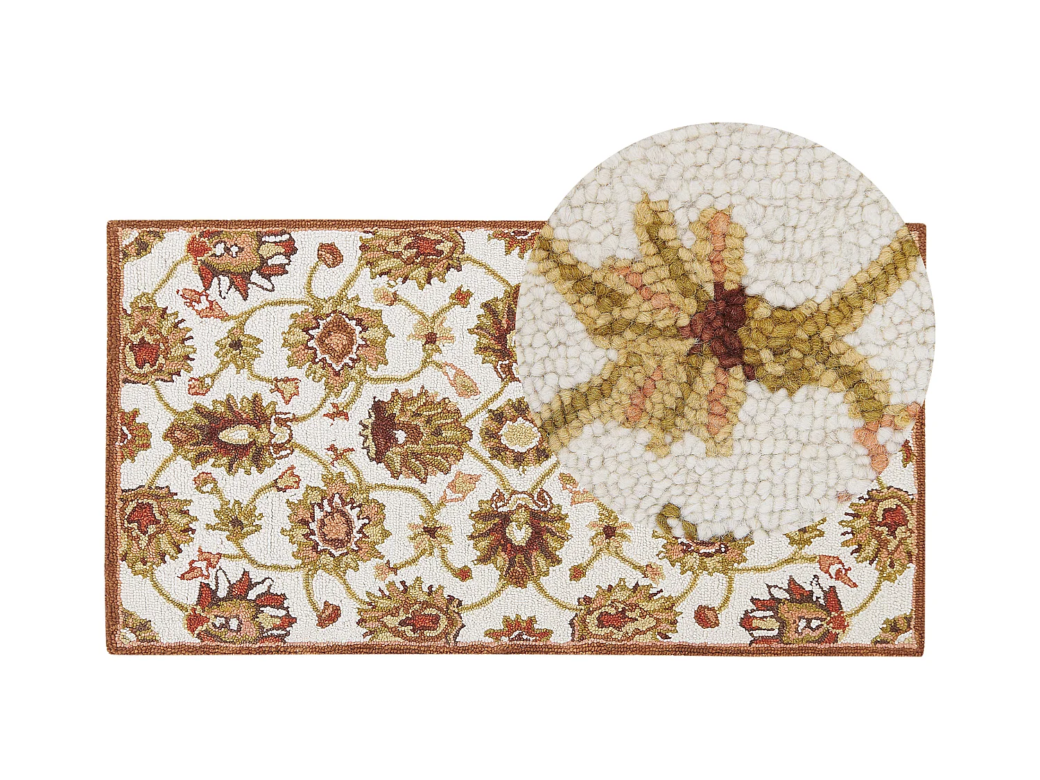 Tappeto lana beige e marrone 80 x 150 cm EZINE