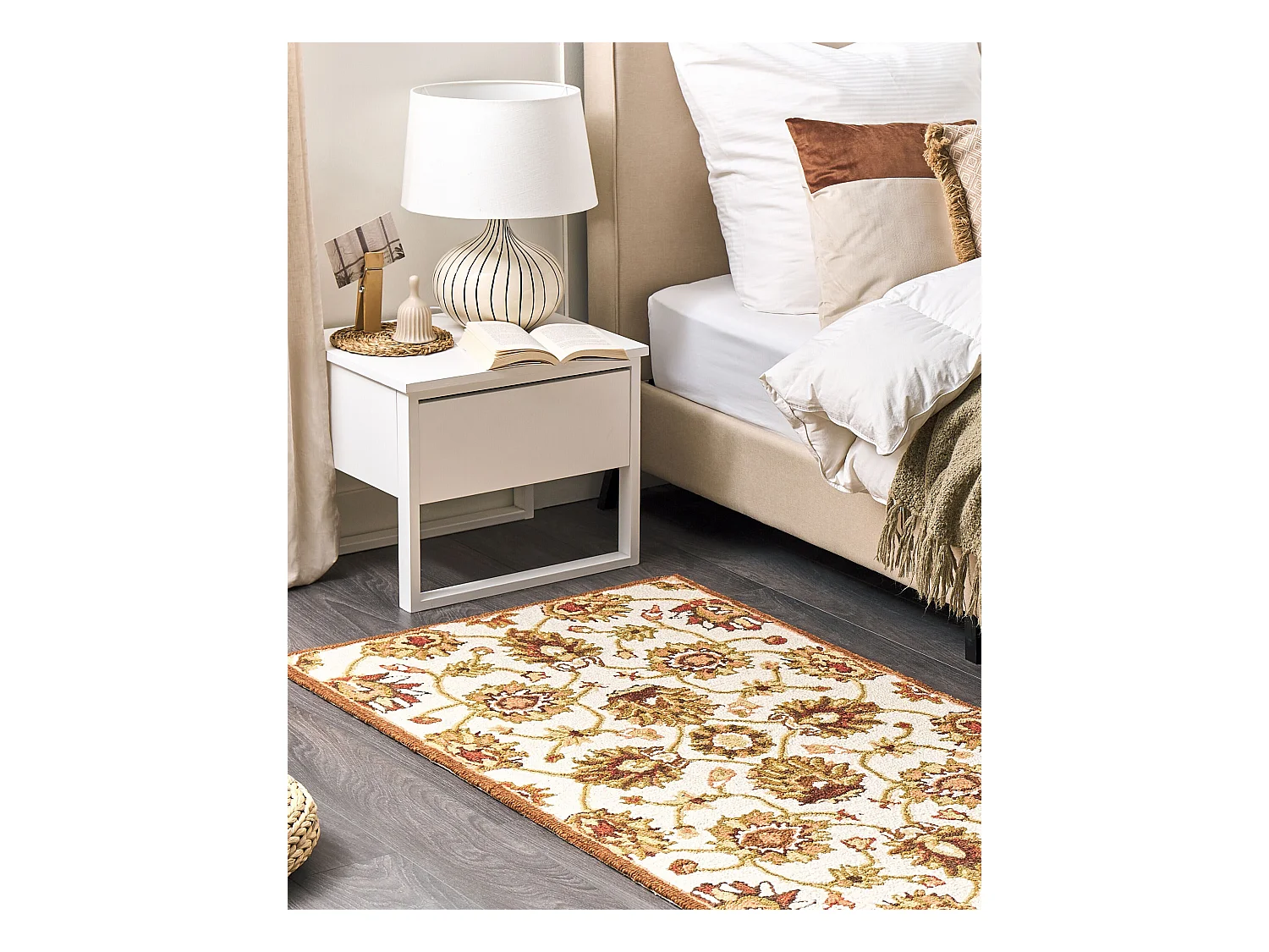 Tappeto lana beige e marrone 80 x 150 cm EZINE