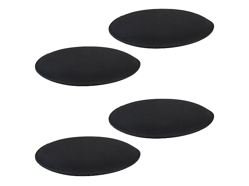 Lot de 4 coussins d'assise LESLIE, galettes de chaises en feutre noir de format rond avec picots antidérapants en caoutchouc