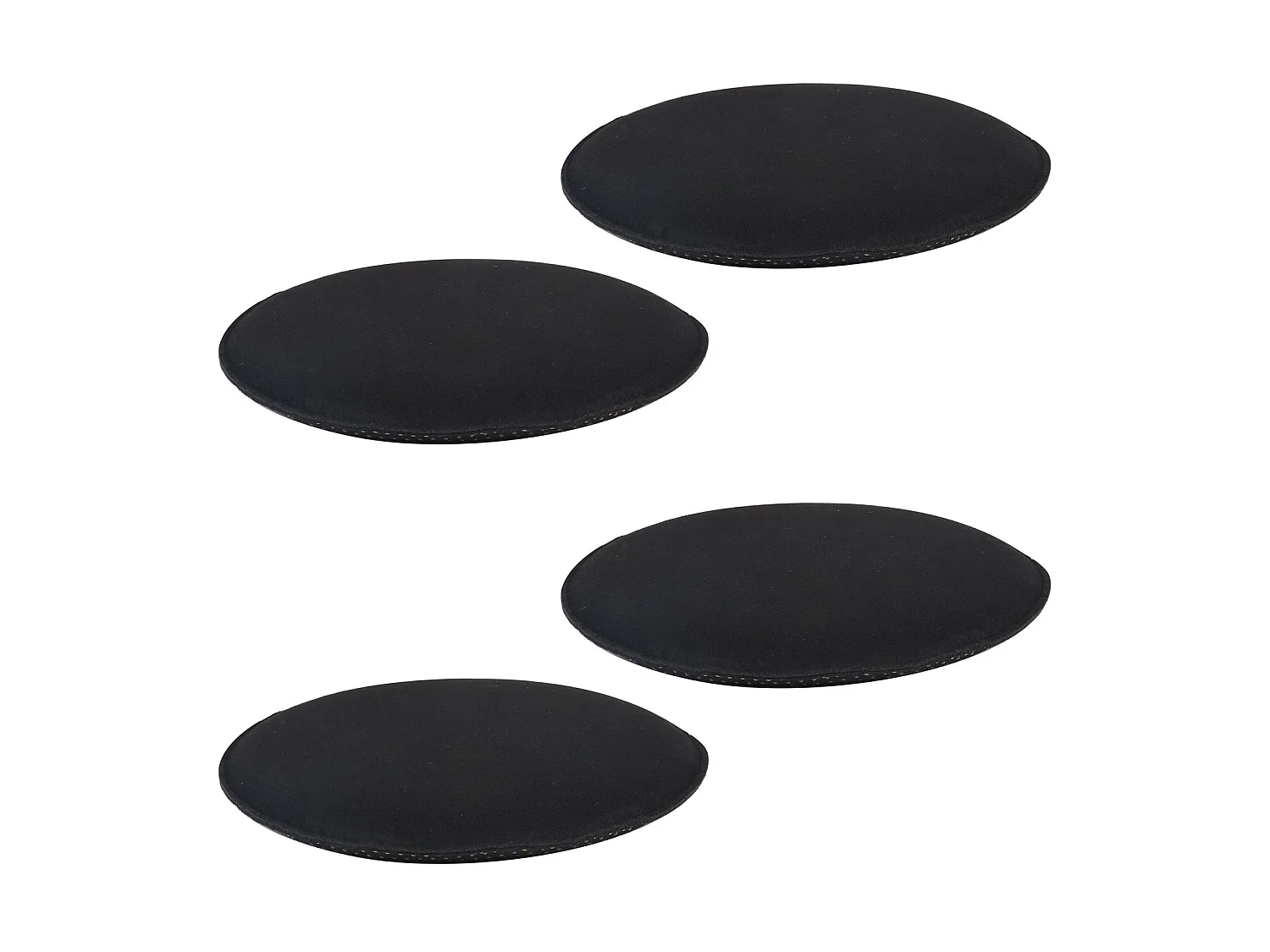 Lot de 4 coussins d'assise LESLIE, galettes de chaises en feutre noir de format rond avec picots antidérapants en caoutchouc