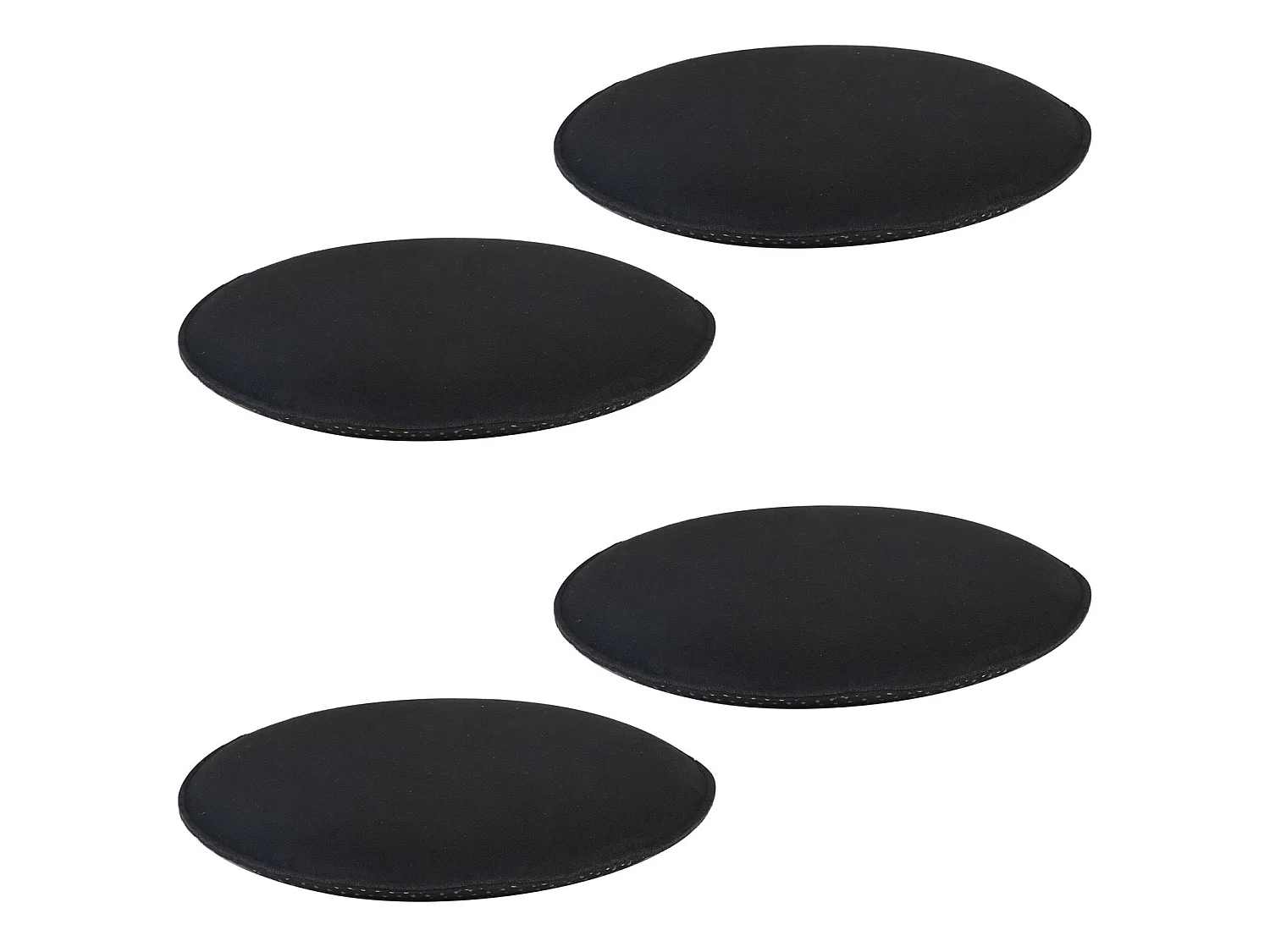 Lot de 4 coussins d'assise LESLIE, galettes de chaises en feutre noir de format rond avec picots antidérapants en caoutchouc