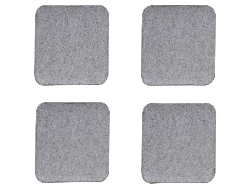 Lot de 4 coussins d'assise ROMEO pour chaises ou fauteuils de salle à manger ou bureau, galettes de chaise carrées en feutre gris