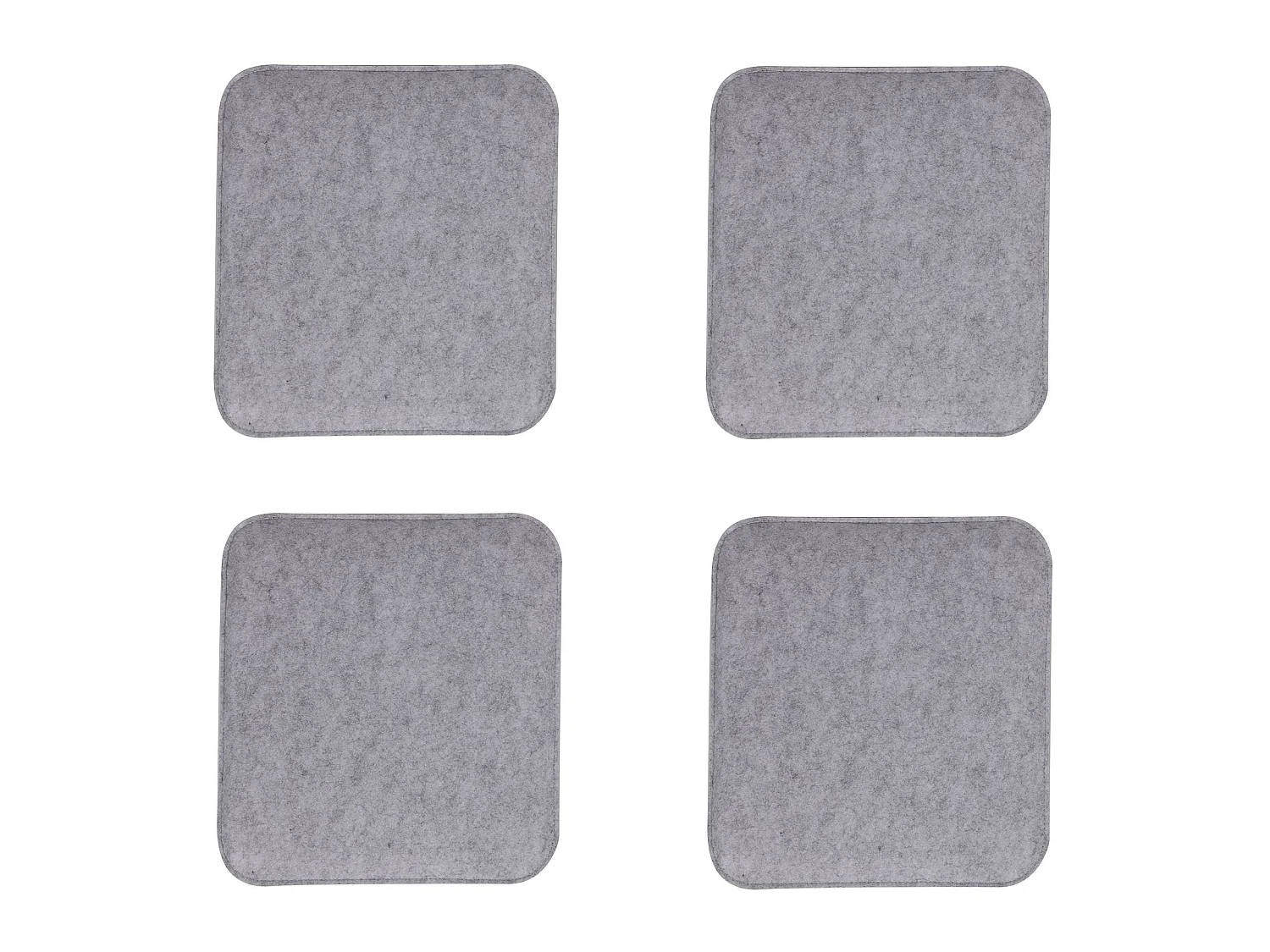 Lot de 4 coussins d'assise ROMEO pour chaises ou fauteuils de salle à manger ou bureau, galettes de chaise carrées en feutre gris