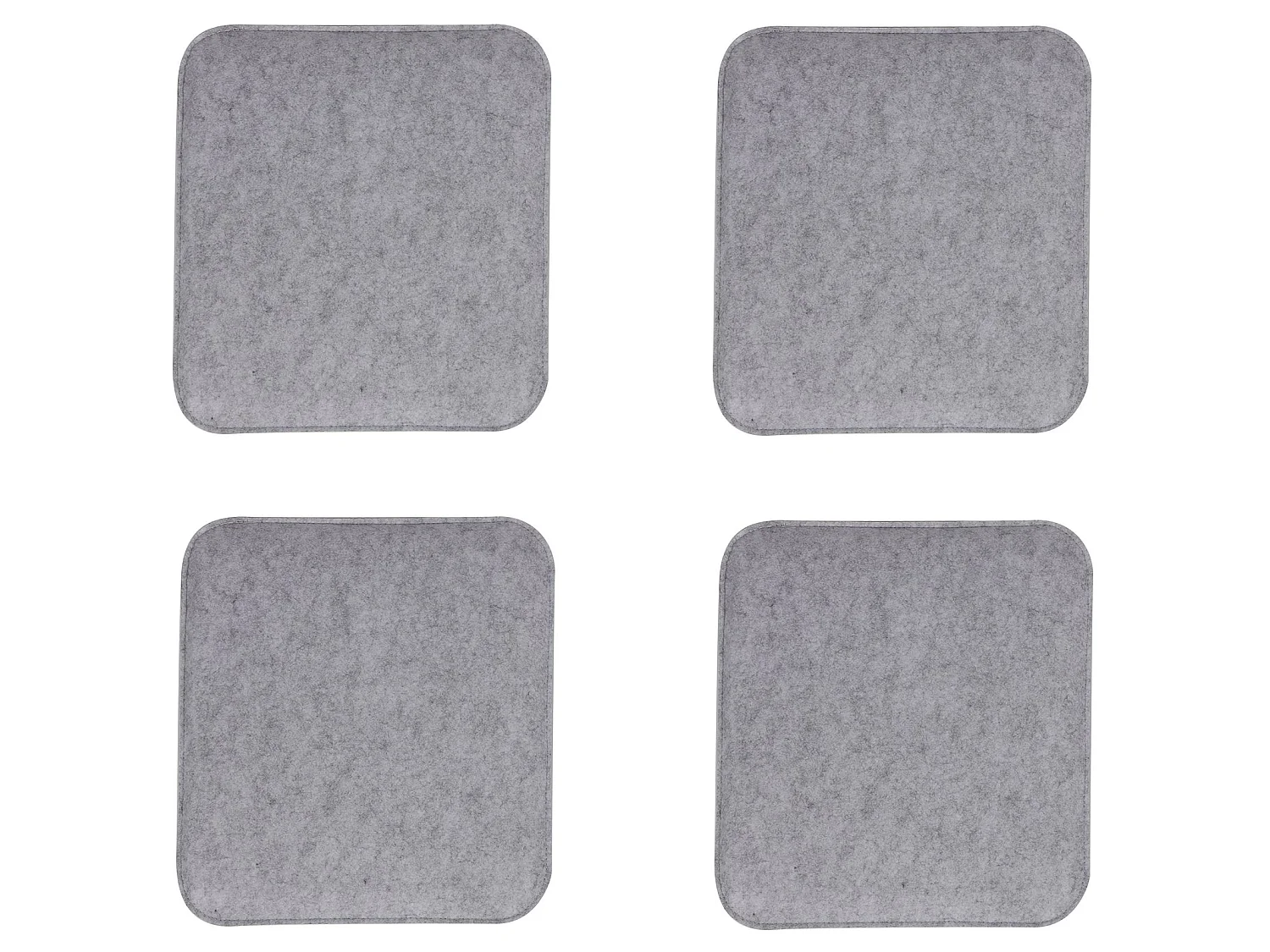 Lot de 4 coussins d'assise ROMEO pour chaises ou fauteuils de salle à manger ou bureau, galettes de chaise carrées en feutre gris