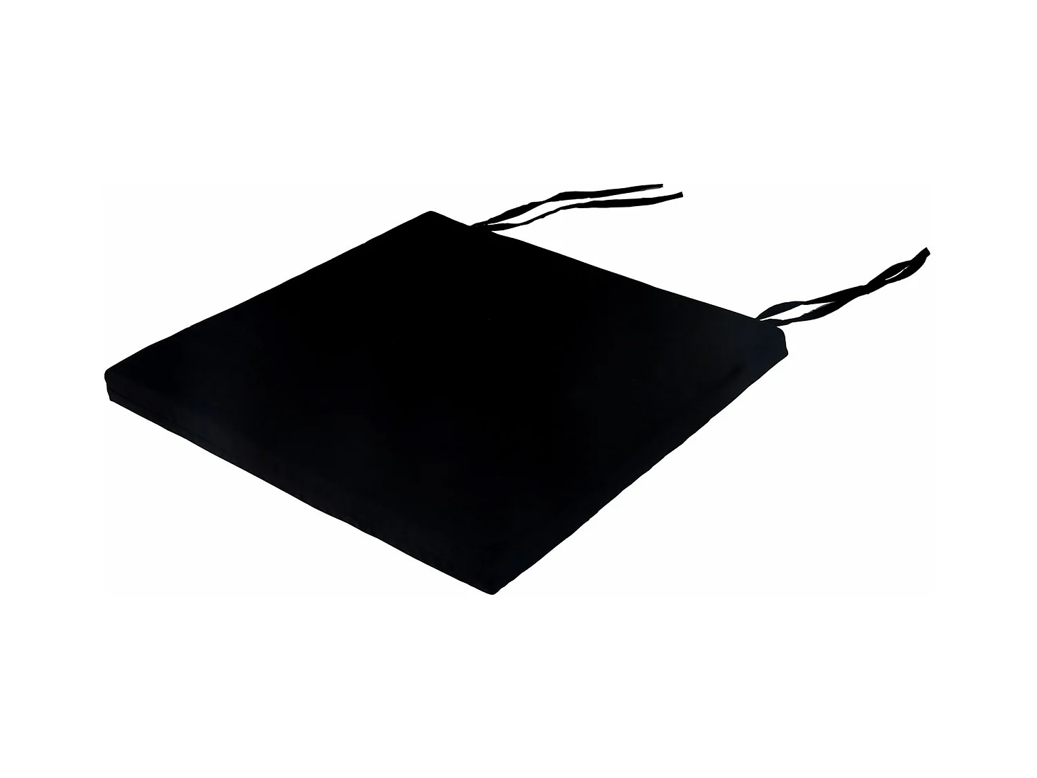 Lot de 4 coussins d'assise AMATA galettes de chaises de salle à manger de format carré, avec ficelles d'attache, coloris noir