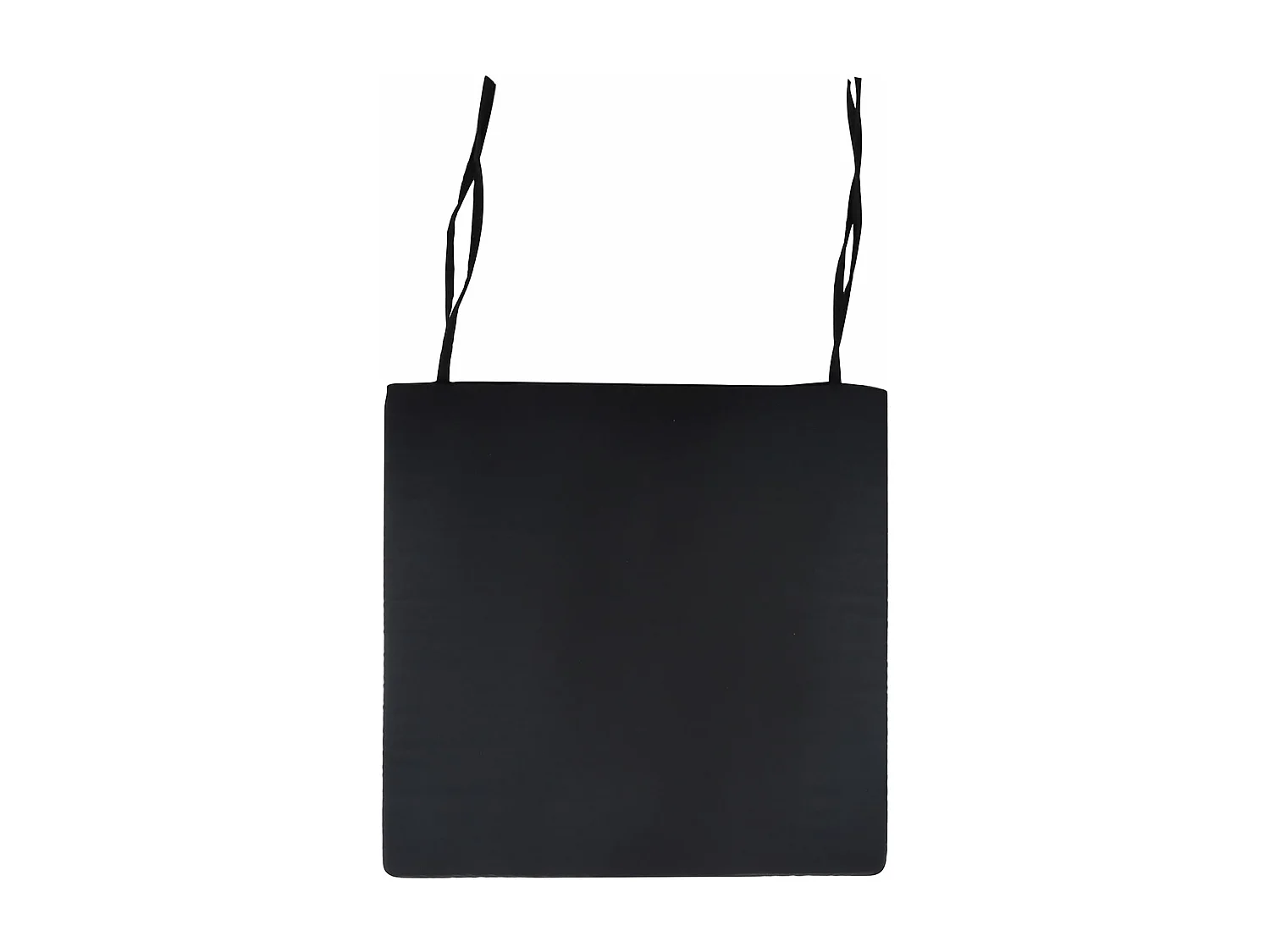 Lot de 4 coussins d'assise AMATA galettes de chaises de salle à manger de format carré, avec ficelles d'attache, coloris noir