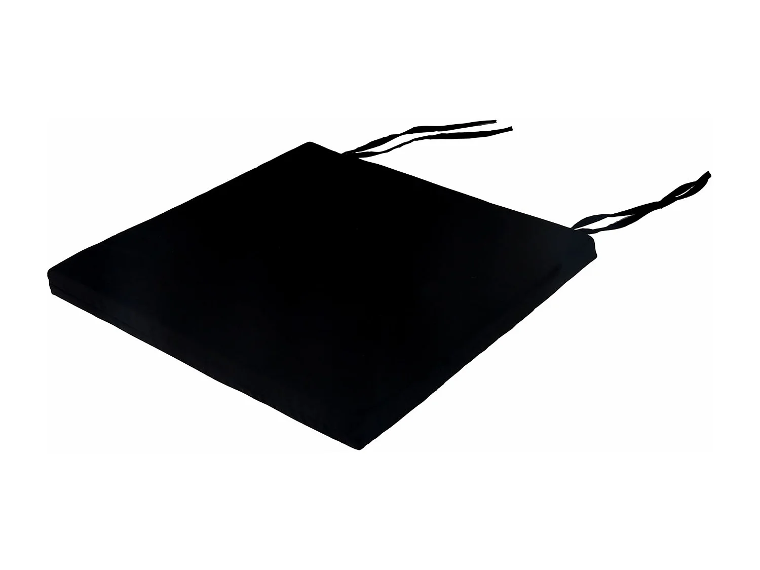 Lot de 4 coussins d'assise AMATA galettes de chaises de salle à manger de format carré, avec ficelles d'attache, coloris noir