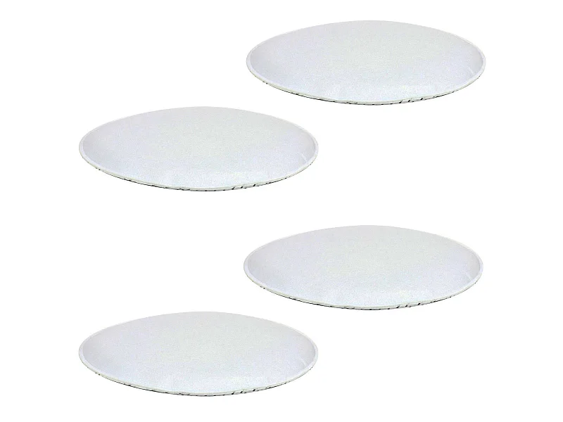 Lot de 4 coussins d'assise LESLIE, galettes de chaises en feutre blanc de format rond avec picots antidérapants en caoutchouc