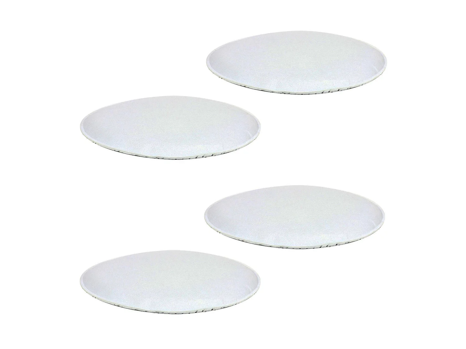 Lot de 4 coussins d'assise LESLIE, galettes de chaises en feutre blanc de format rond avec picots antidérapants en caoutchouc