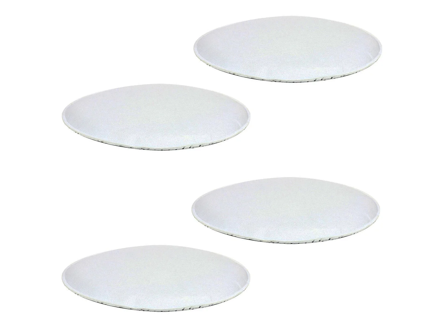 Lot de 4 coussins d'assise LESLIE, galettes de chaises en feutre blanc de format rond avec picots antidérapants en caoutchouc