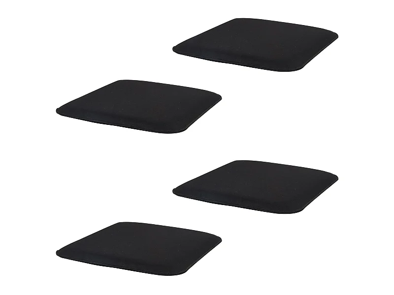 Lot de 4 coussins d'assise antidérapants GRACE, galettes de chaises en feutre noir de format carré avec picots en caoutchouc noirs