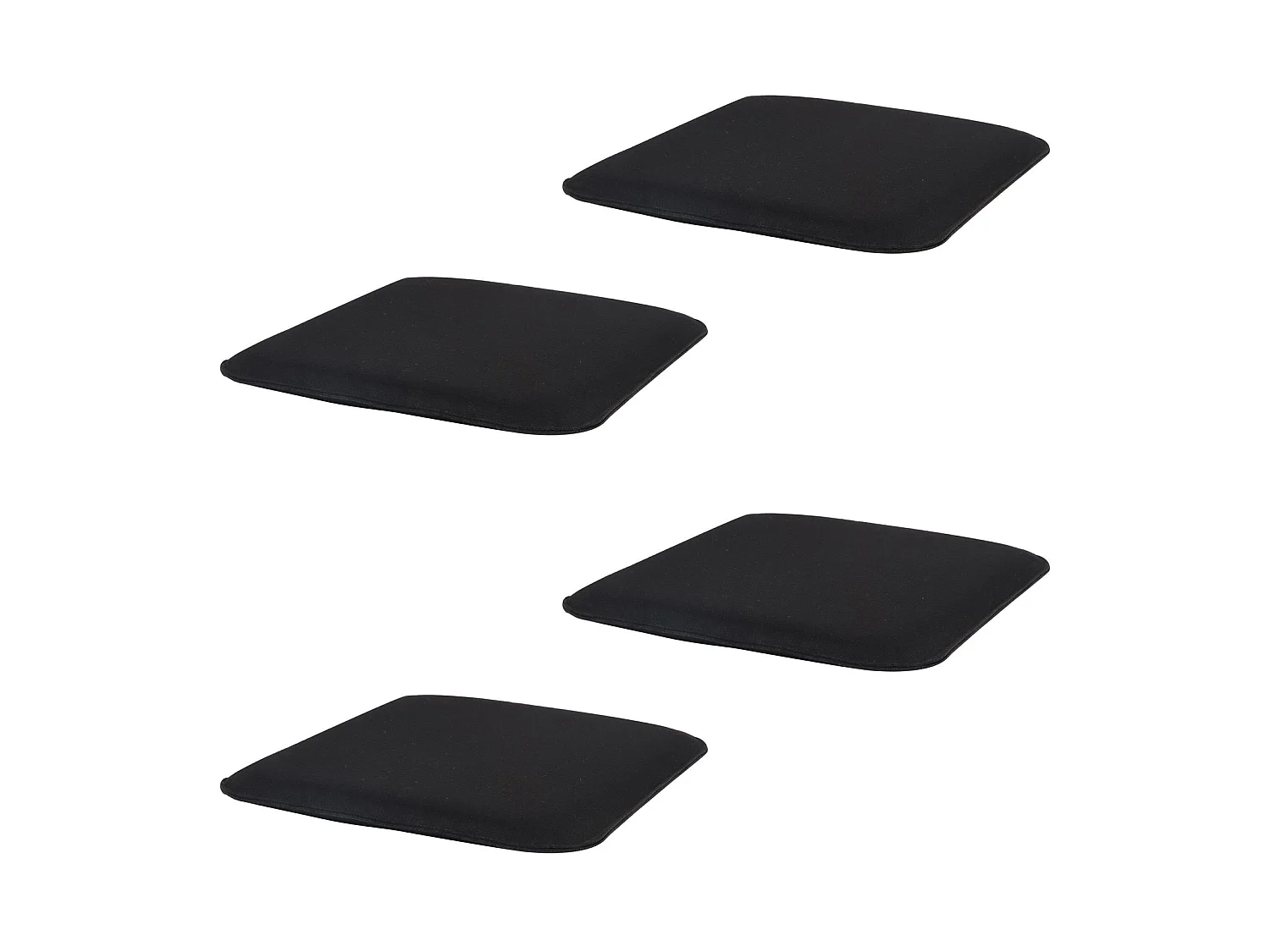 Lot de 4 coussins d'assise antidérapants GRACE, galettes de chaises en feutre noir de format carré avec picots en caoutchouc noirs