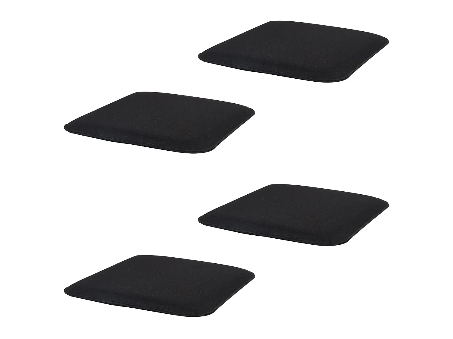 Lot de 4 coussins d'assise antidérapants GRACE, galettes de chaises en feutre noir de format carré avec picots en caoutchouc noirs