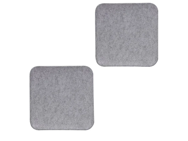 Lot de 2 coussins d'assise ROMEO pour chaises ou fauteuils de salle à manger ou bureau, galettes de chaise carrées en feutre gris