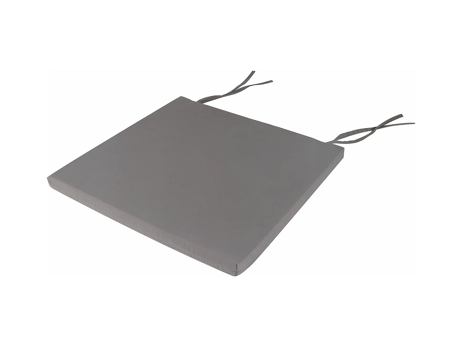 Lot de 4 coussins d'assise AMATA galettes de chaises de salle à manger de format carré, avec ficelles d'attache, coloris gris clair