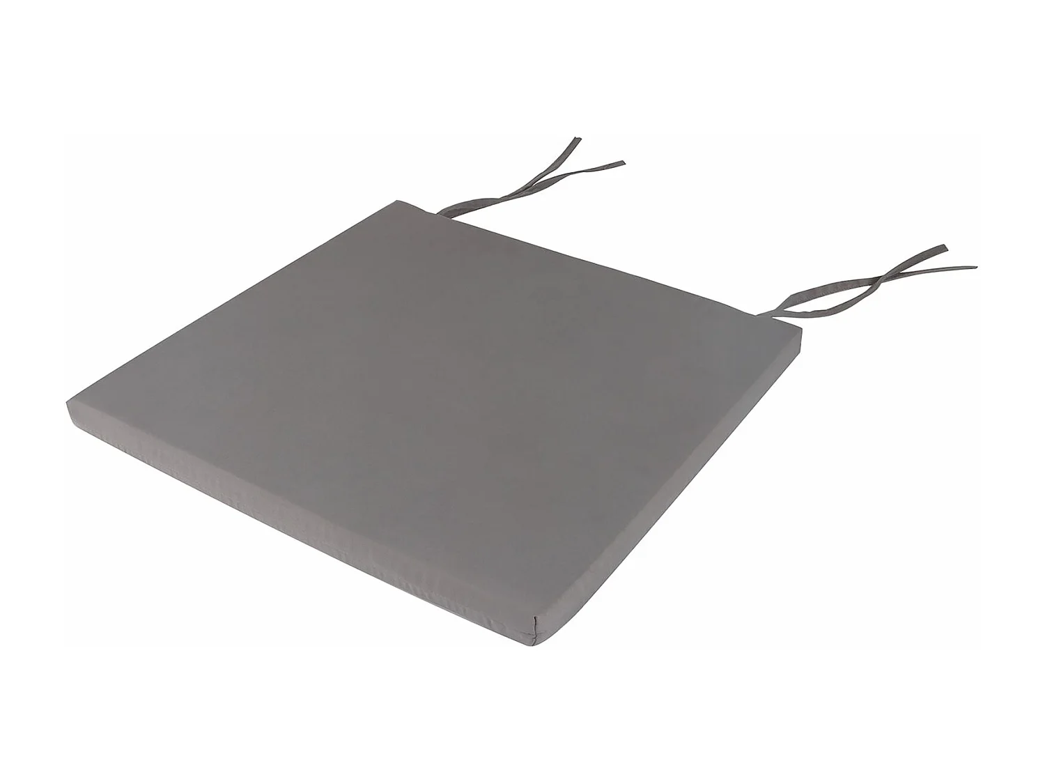 Lot de 4 coussins d'assise AMATA galettes de chaises de salle à manger de format carré, avec ficelles d'attache, coloris gris clair