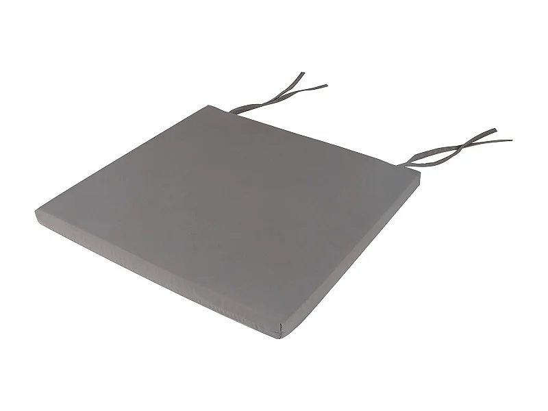 Lot de 4 coussins d'assise AMATA galettes de chaises de salle à manger de format carré, avec ficelles d'attache, coloris gris clair