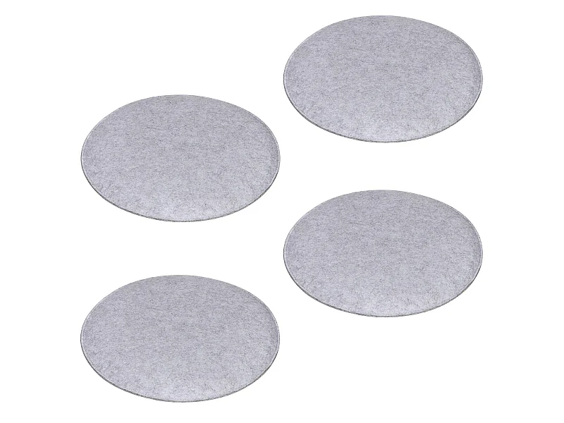 Lot de 4 coussins d'assise JONITA pour chaises de salle à manger ou bureau, galettes de chaise ou fauteuil rondes en feutre gris