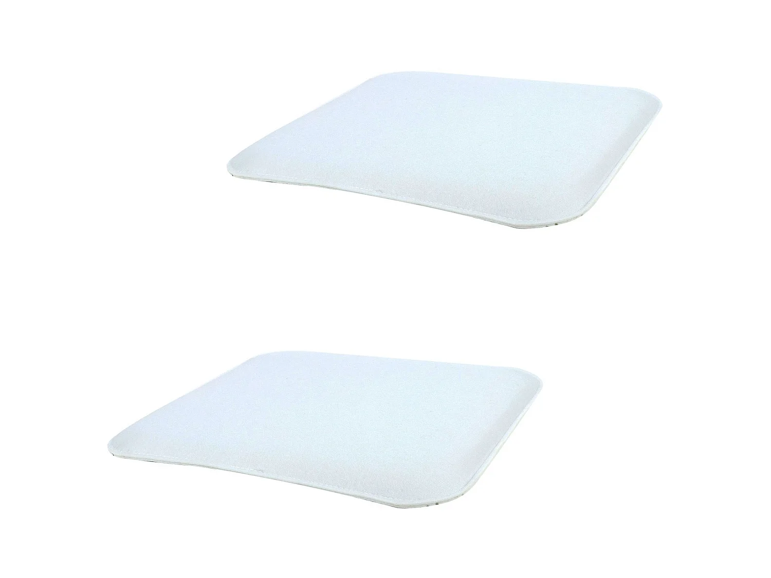 Lot de 2 coussins d'assise antidérapants GRACE, galettes de chaises en feutre blanc de format carré avec picots en caoutchouc noirs