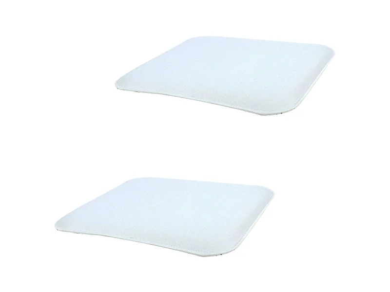 Lot de 2 coussins d'assise antidérapants GRACE, galettes de chaises en feutre blanc de format carré avec picots en caoutchouc noirs