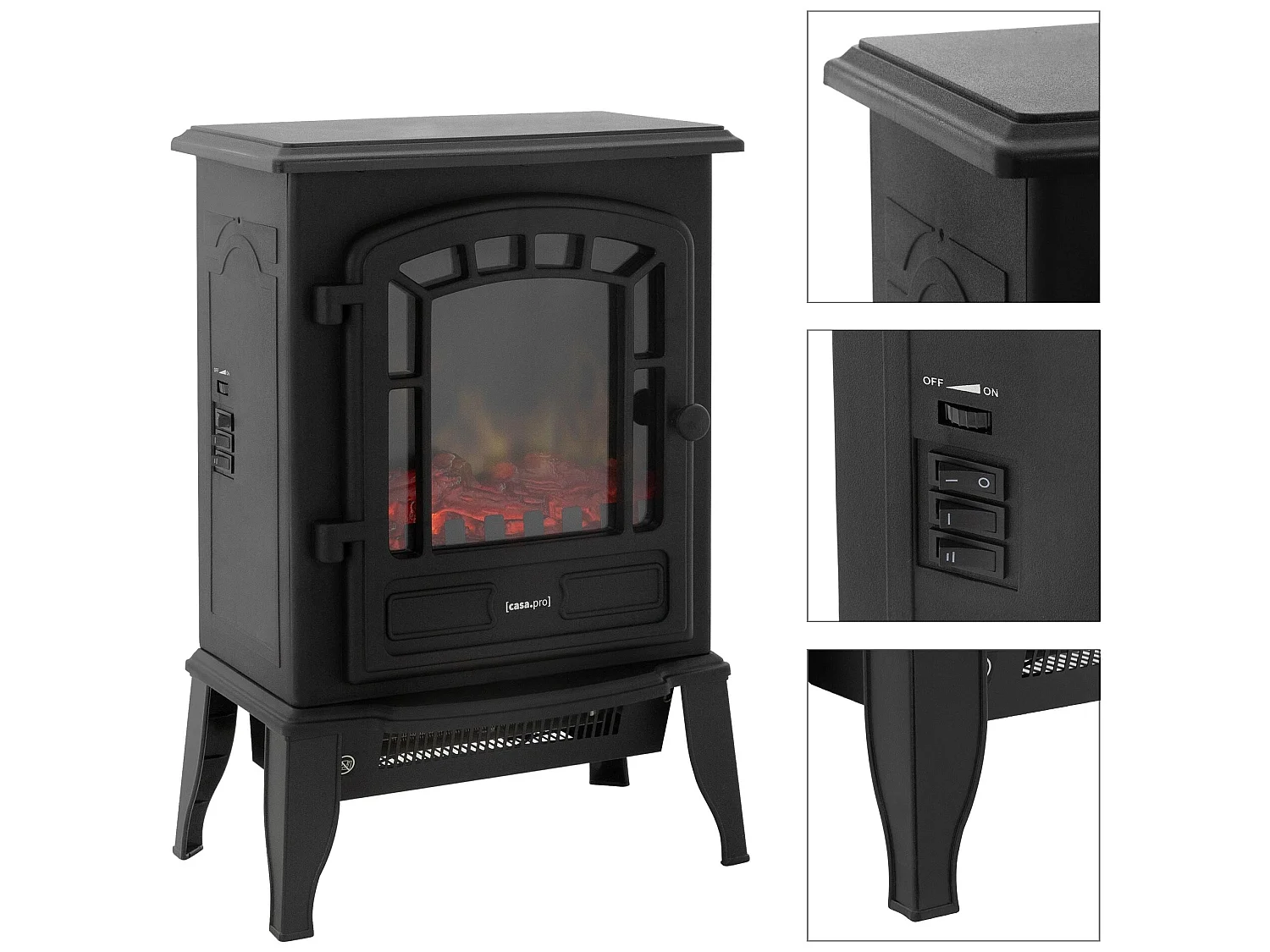 Cheminée électrique noir élégant 1000/2000 W ML-DESIGN