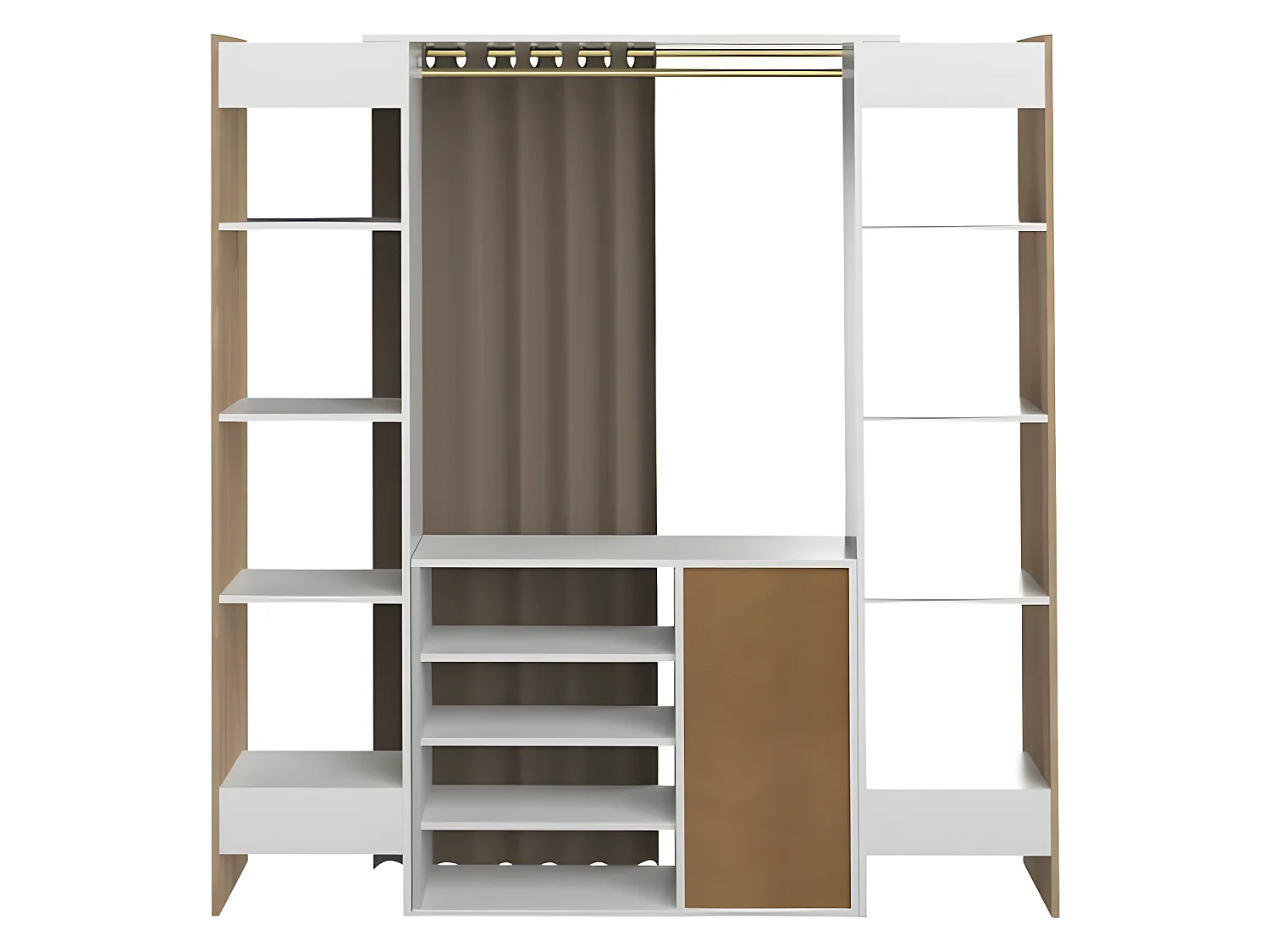 Dressing et meuble de rangement TOM blanc et rideau gris