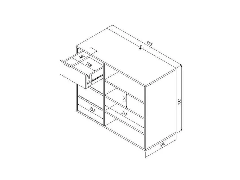 Dressing et meuble de rangement TOM blanc et rideau gris