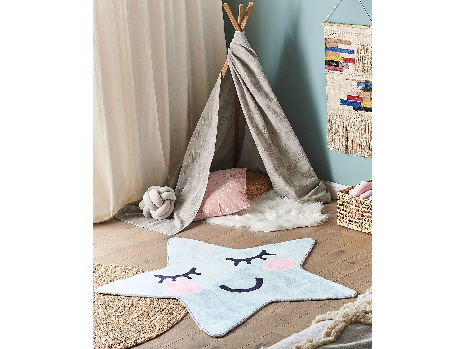 Tapis enfant SIRIUS Bleu clair 120 x 120 cm