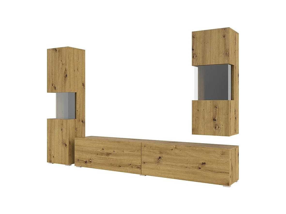 Set van 3 meubels voor de woonkamer uit de EVA-collectie. Kleur eiken en zwart.