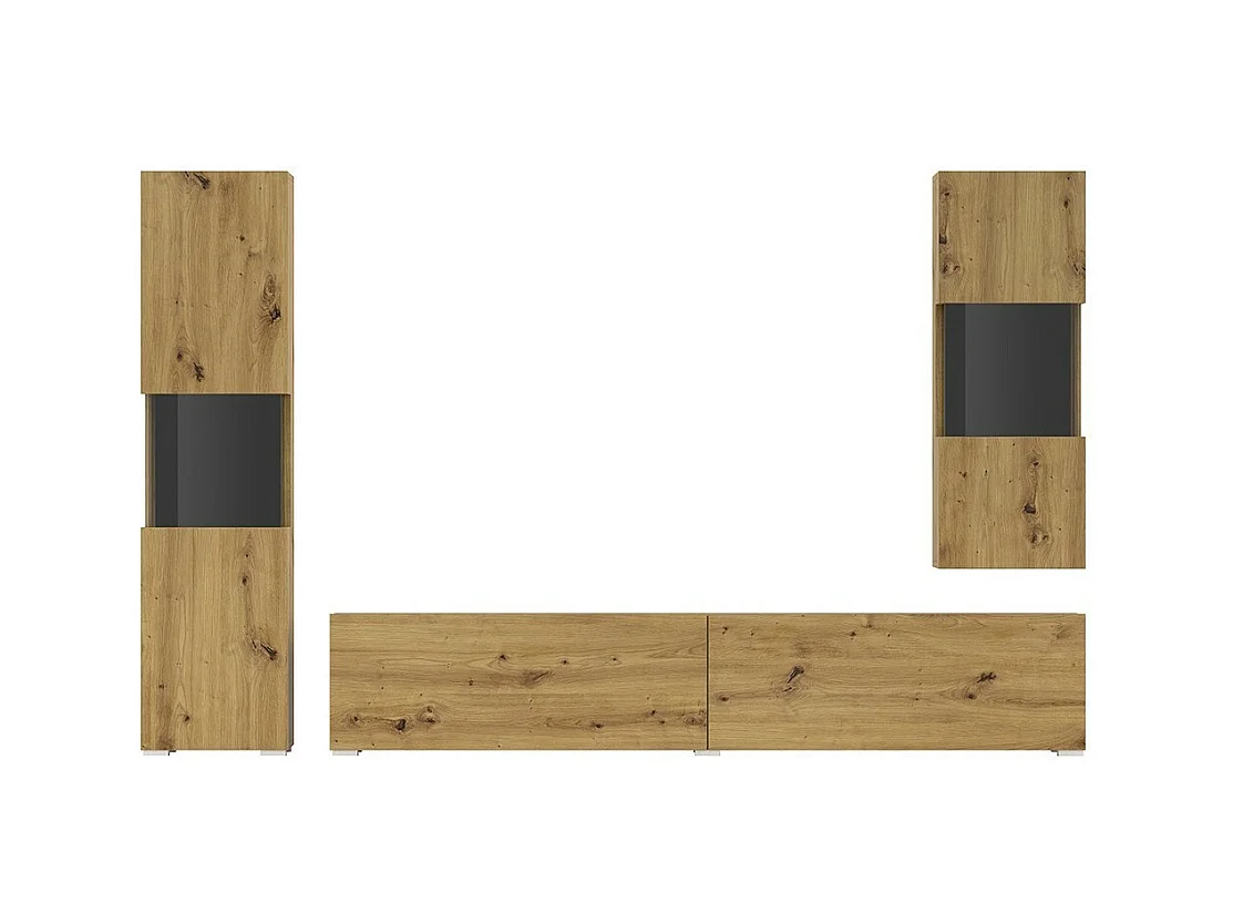 Set van 3 meubels voor de woonkamer uit de EVA-collectie. Kleur eiken en zwart.