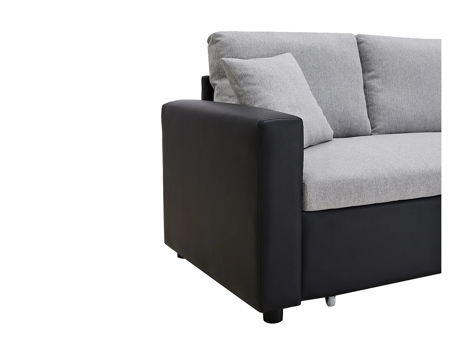 Ecksofa mit Schlaffunktion GAZUR - Stoff & Kunstleder - Ecke wechselbar - Schwarz & Grau