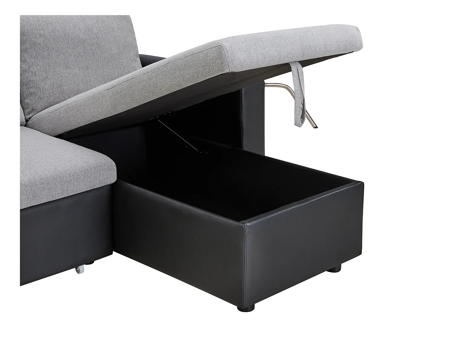 Ecksofa mit Schlaffunktion GAZUR - Stoff & Kunstleder - Ecke wechselbar - Schwarz & Grau